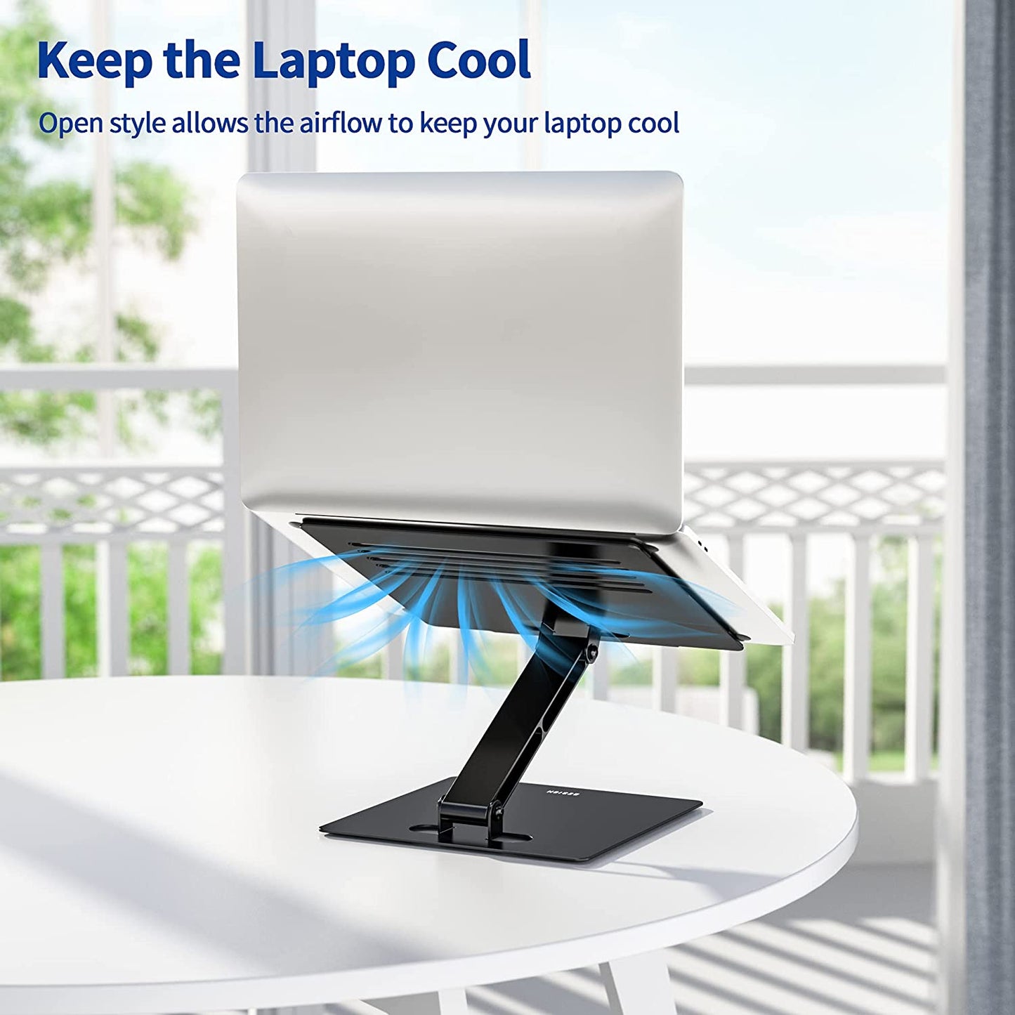 Besign LSX5 Aluminum Computer Stand, Ergonomic Adjustable Notebook Riser Holder Compatible with Air, Pro, Dell, HP, Lenovo More 10-14" Laptops (Black)