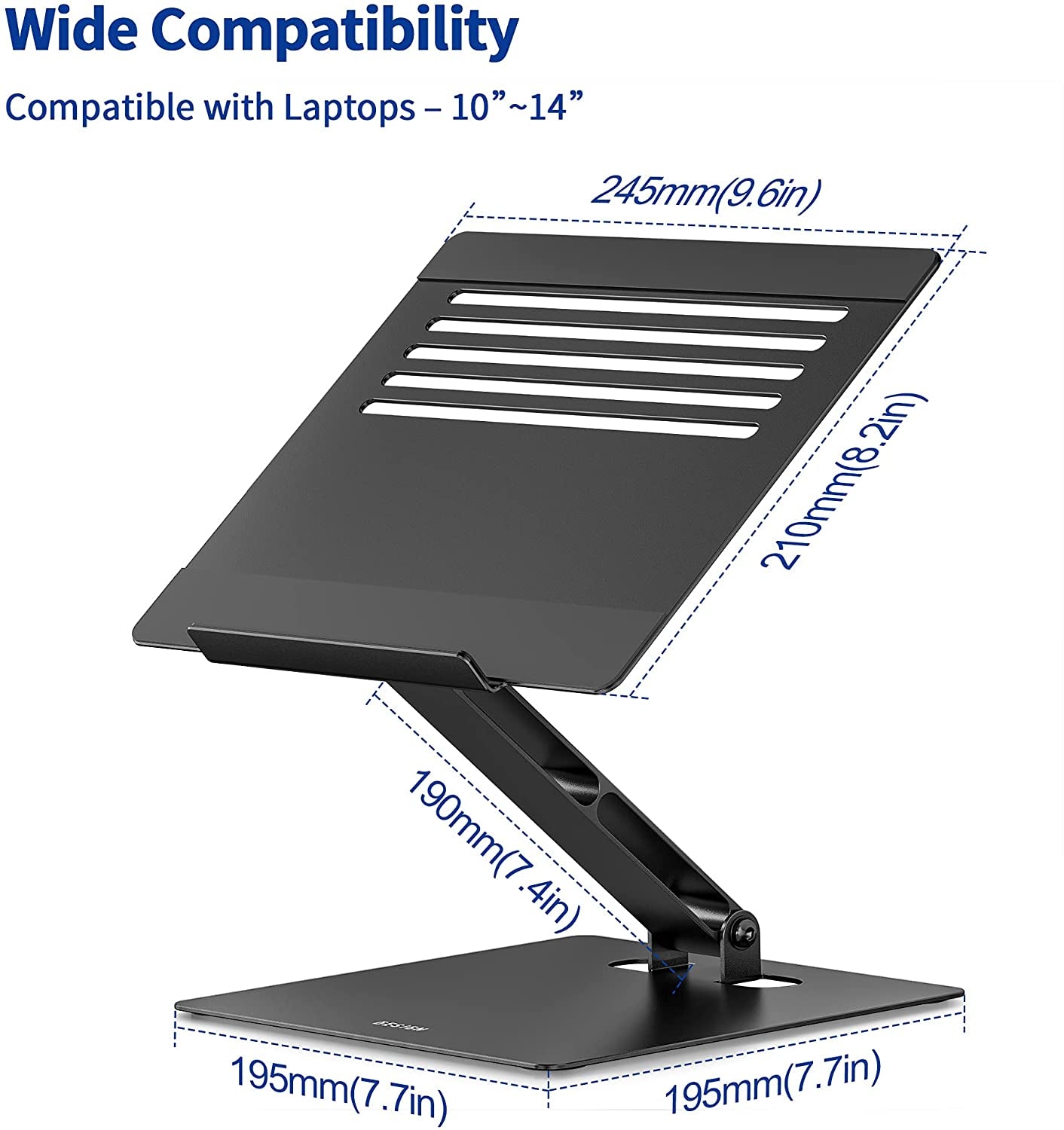 Besign LSX5 Aluminum Computer Stand, Ergonomic Adjustable Notebook Riser Holder Compatible with Air, Pro, Dell, HP, Lenovo More 10-14" Laptops (Black)