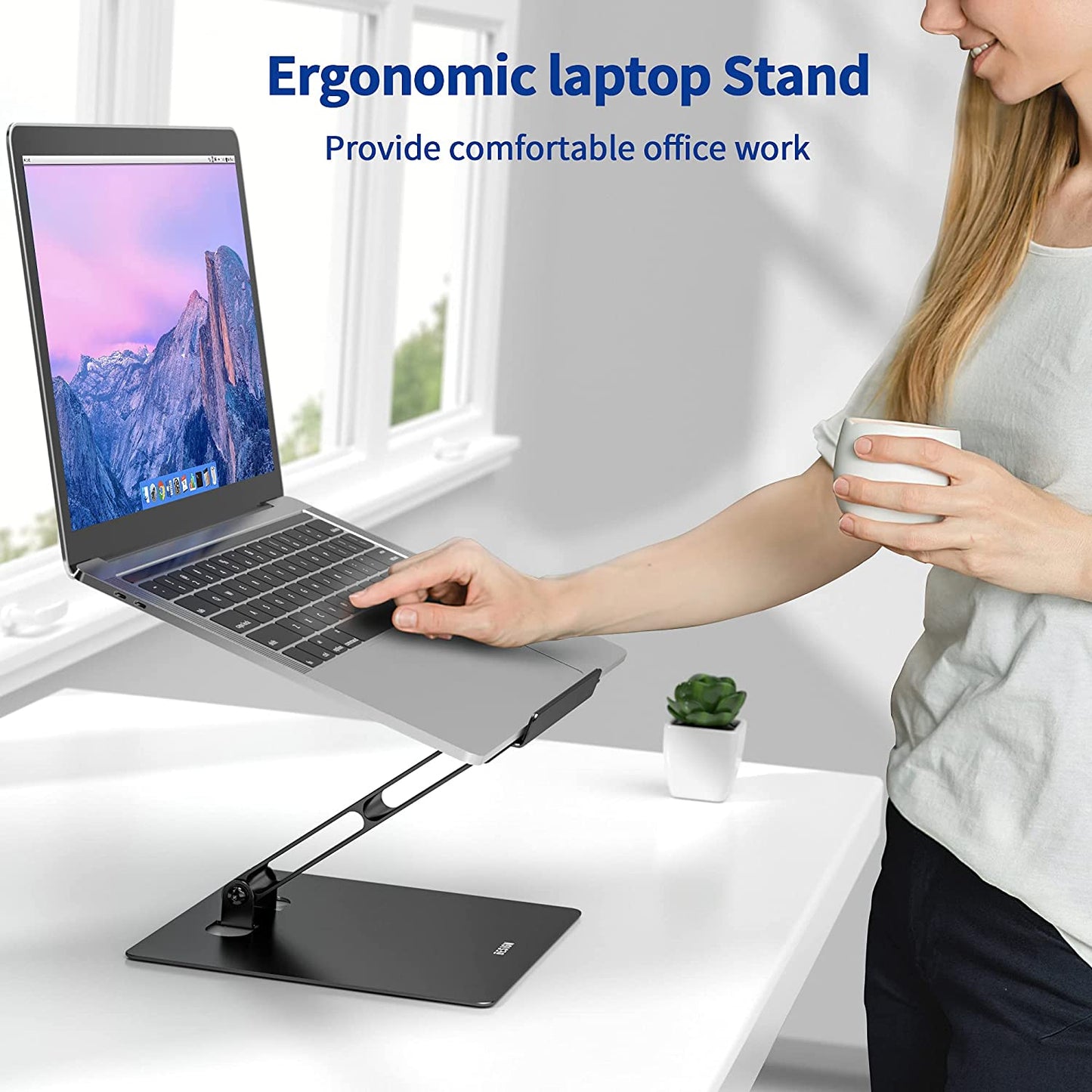 Besign LSX5 Aluminum Computer Stand, Ergonomic Adjustable Notebook Riser Holder Compatible with Air, Pro, Dell, HP, Lenovo More 10-14" Laptops (Black)