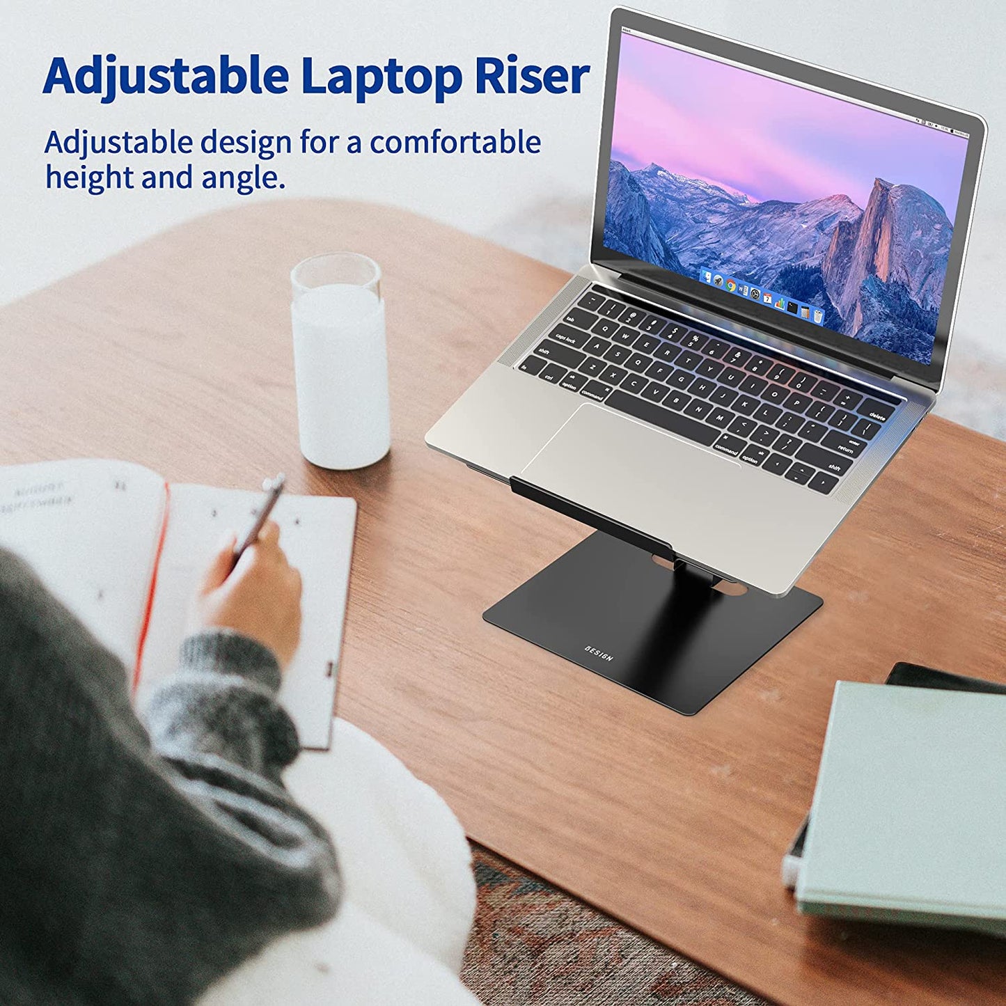 Besign LSX5 Aluminum Computer Stand, Ergonomic Adjustable Notebook Riser Holder Compatible with Air, Pro, Dell, HP, Lenovo More 10-14" Laptops (Black)