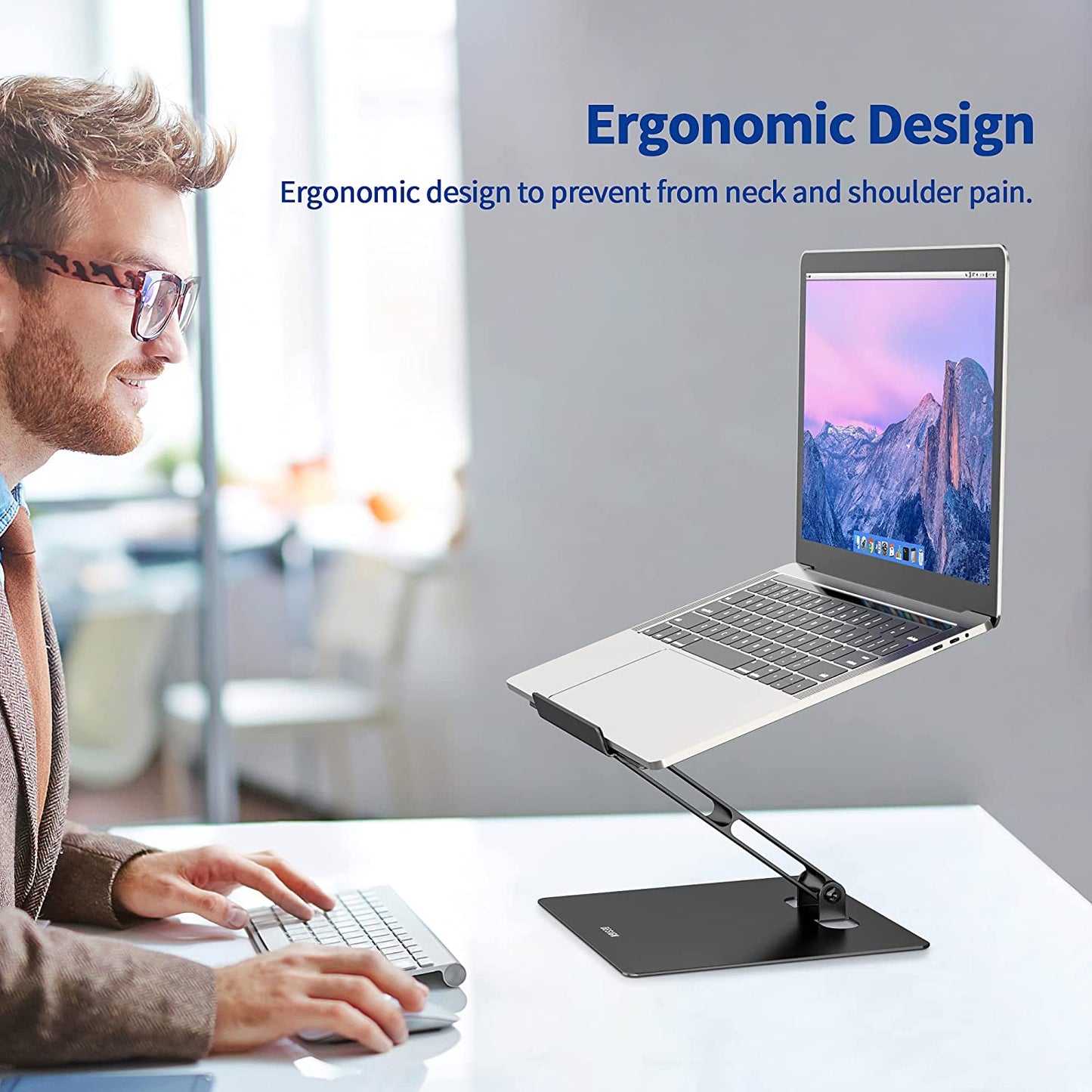 Besign LSX5 Aluminum Computer Stand, Ergonomic Adjustable Notebook Riser Holder Compatible with Air, Pro, Dell, HP, Lenovo More 10-14" Laptops (Black)