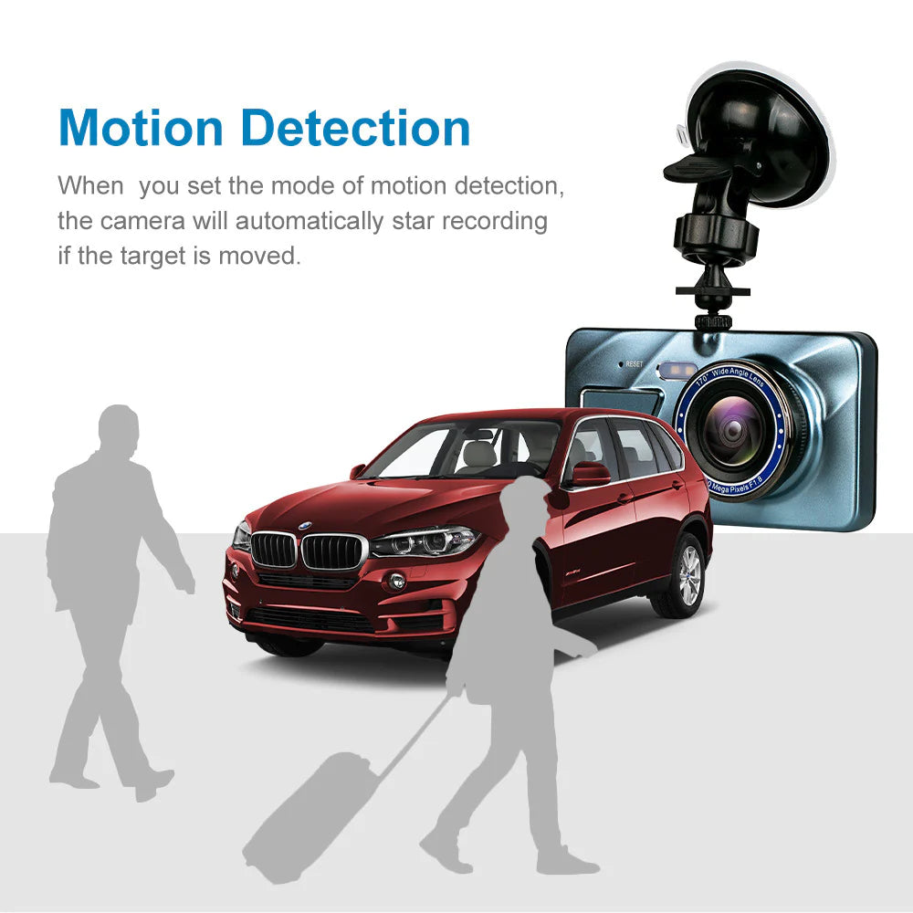 Touch Screen Dash Cam 4" 1080P Dual Lens Car DVR Recorder Front and Rear Camera