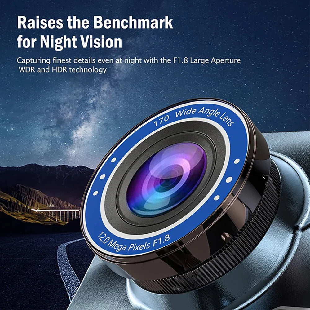 Touch Screen Dash Cam 4" 1080P Dual Lens Car DVR Recorder Front and Rear Camera