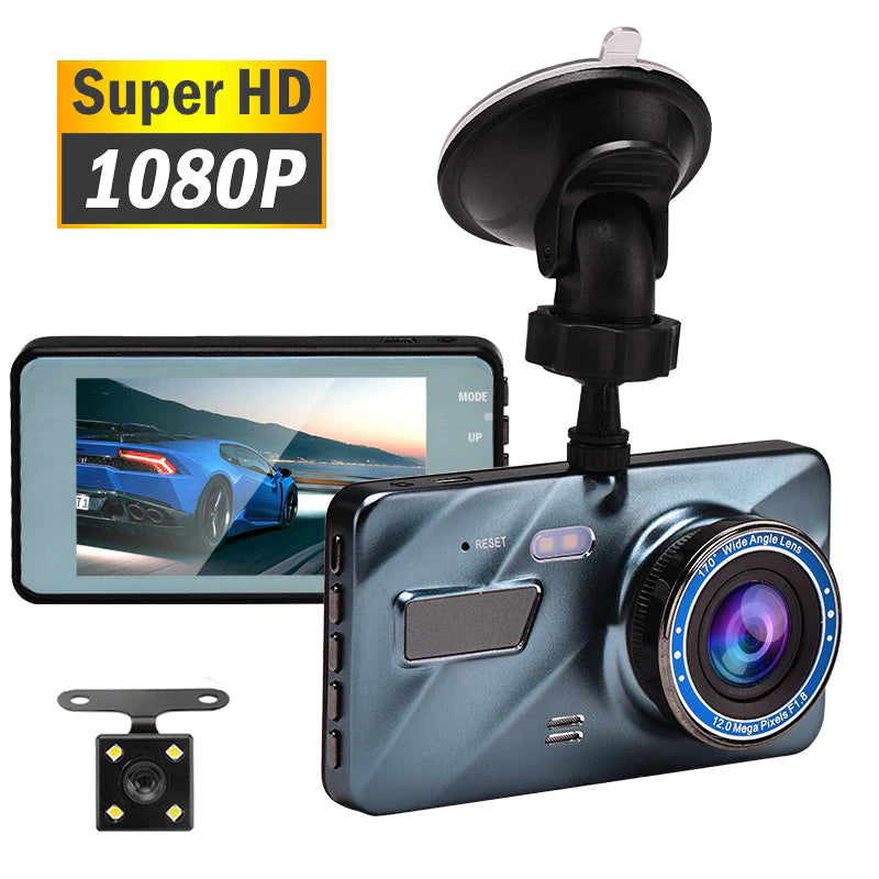Touch Screen Dash Cam 4" 1080P Dual Lens Car DVR Recorder Front and Rear Camera